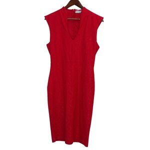 Almost Famous Red Lace Dress Party Cocktail Elegant Women's Size L / #9017‎